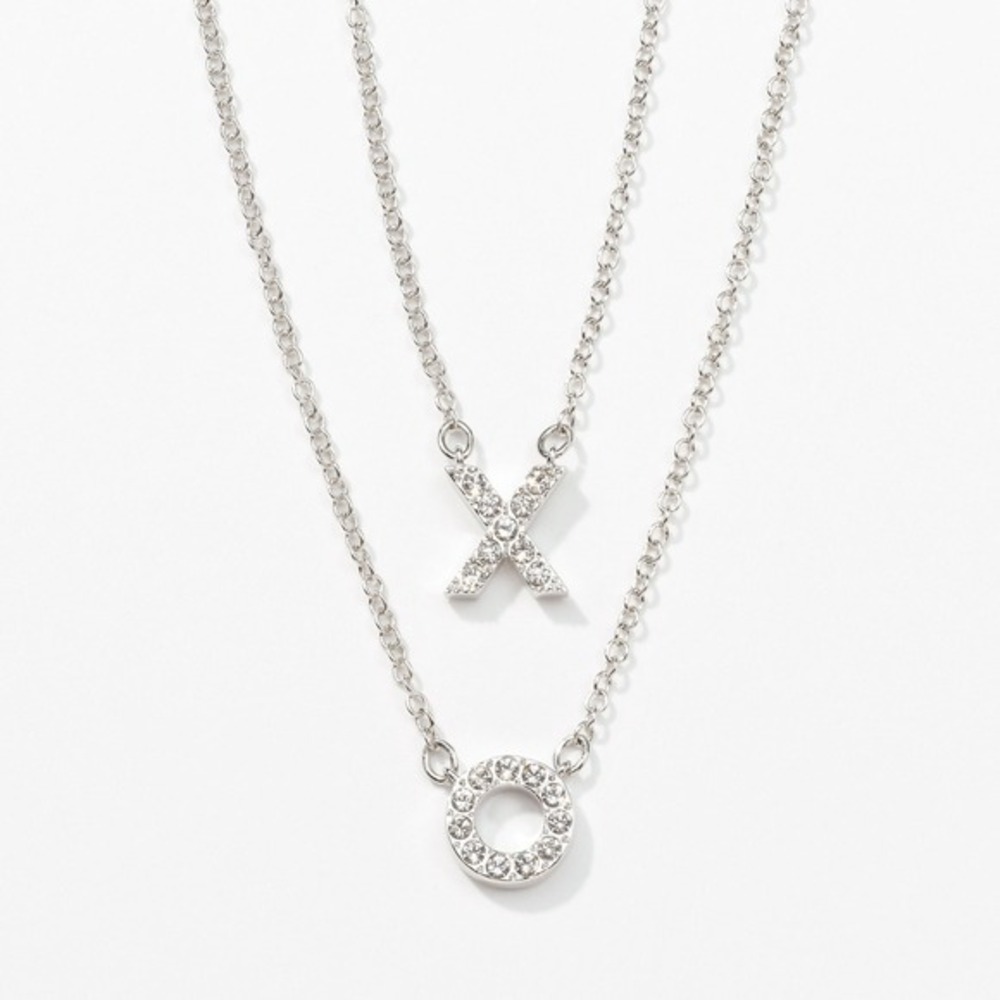 Touchstone Crystal by‎ Swarovski Silver XO Necklace